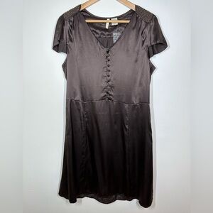 IRO Chocolate Brown Silk Cap Sleeve Beaded Dress‎ Size 10